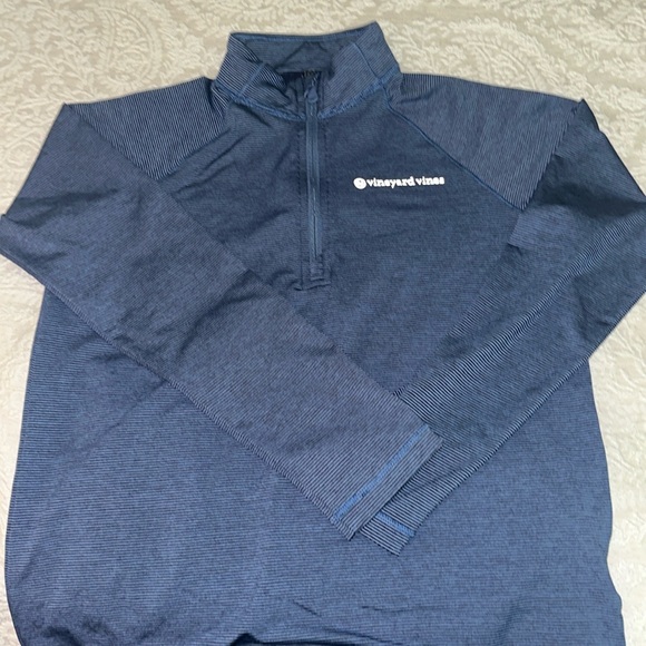 Vineyard Vines Sankaty 1/4 Zip, striped,  Blue Performance Youth M. - Picture 2 of 3
